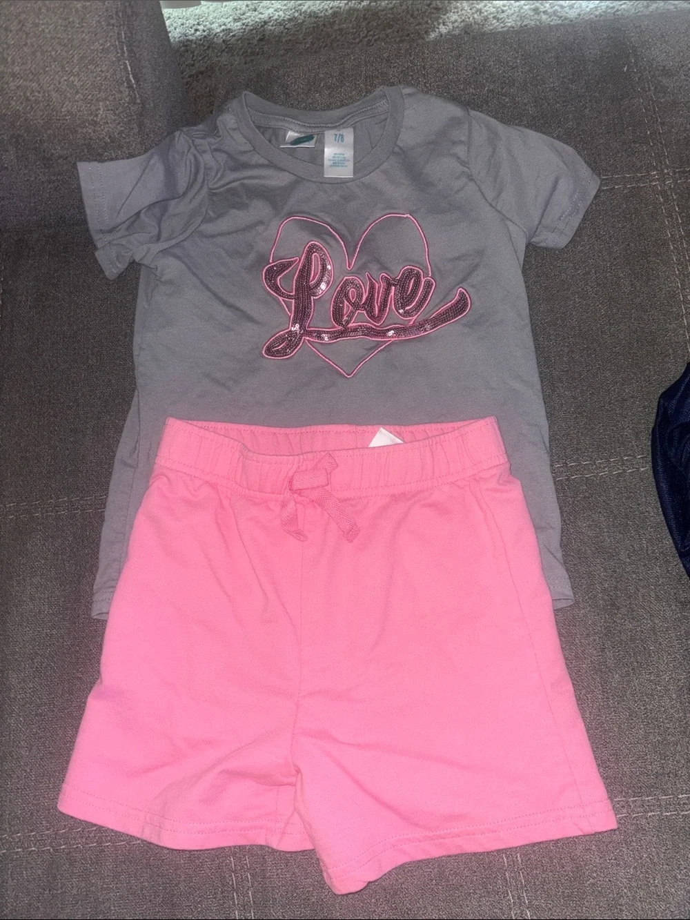Kids Pink Shorts & Gray 'Love' T-Shirt Pajama Set